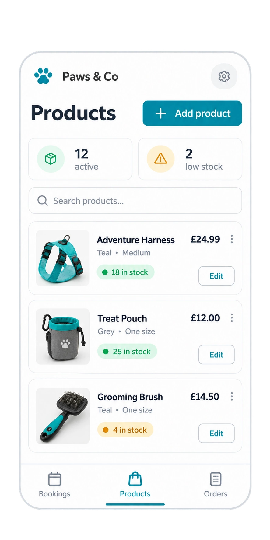 Product inventory, variants, stock and prices in Collar